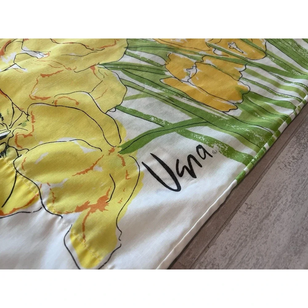 VERA NEUMANN Yellow Floral Tulip Print VTG Pillowcase By Burlington-Made In USA-